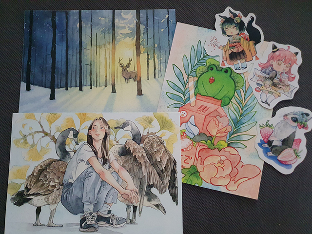 Postcard and stickers by artist Chilja Engelhard