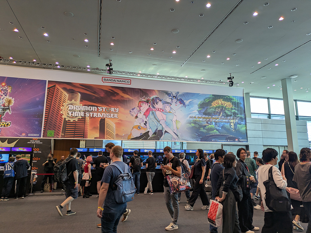 photo of the bandainamco booth at animagic 2025 were you could play a demo of Digimon Time Stranger