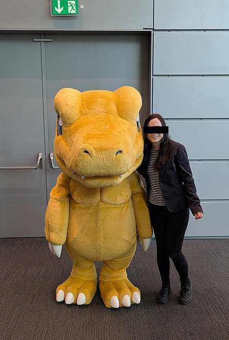 Me with a bigger than life size Agumon mascot